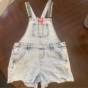 Justice Size 18 Bib Overall Shorts jean  Shortalls Girls Youth Teen Jelly Belly
